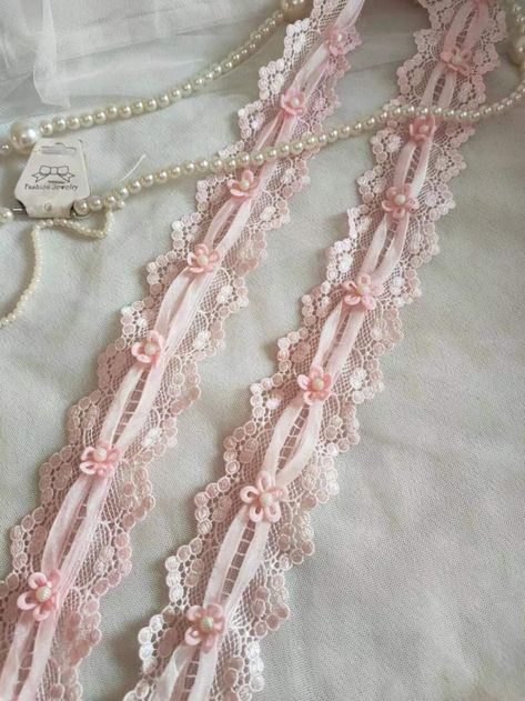 2 Colors Lovely Lace Trim Pink Venice Lace Trim With Pearl | Etsy Lingerie, Venice, Couture, Master List, Pink Lace, Pearl Beads, White Lace, Lace Trim, Yard