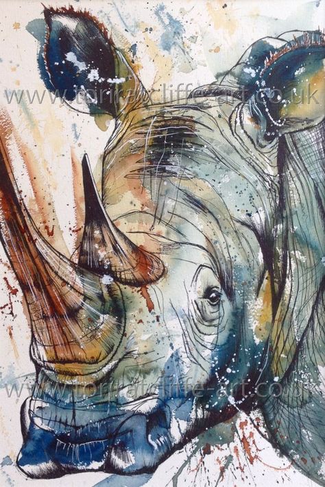 SOLD : Rhino, A2 | Rhino art, Colorful animal paintings, Animal paintings Rhino Painting, Rhino Art, Colorful Animal Paintings, Watercolour Paint, Wildlife Paintings, Desenho Tattoo, Colorful Animals, A Level Art, African Animals