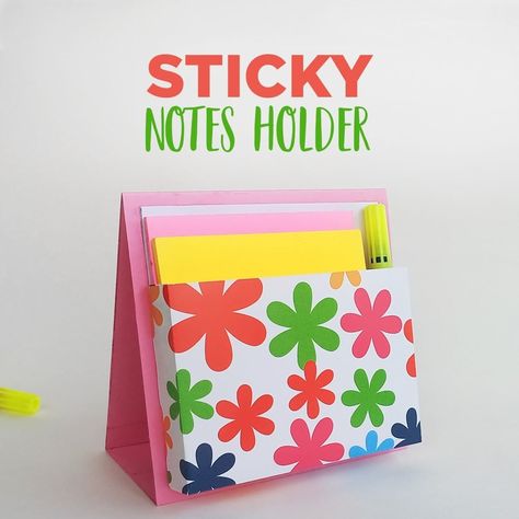 Sticky Notes Holder, Notes Storage, Note Pen, Stick Notes, Note Holders, Paper Craft Diy Projects, Diy Holder, Sticky Note, Note Paper