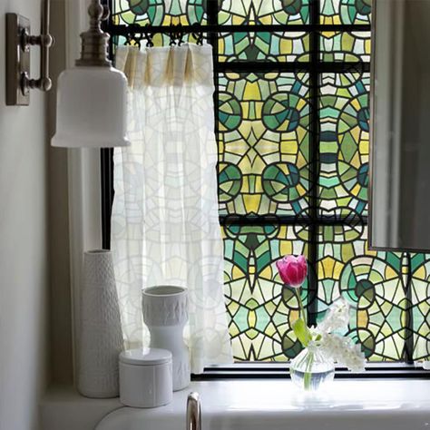 Glass Window Decals, Mosaic Home, Glass Window Film, Green Mosaic, Stained Glass Window Film, Decorative Window Film, Window Film Privacy, Window Films, Static Cling