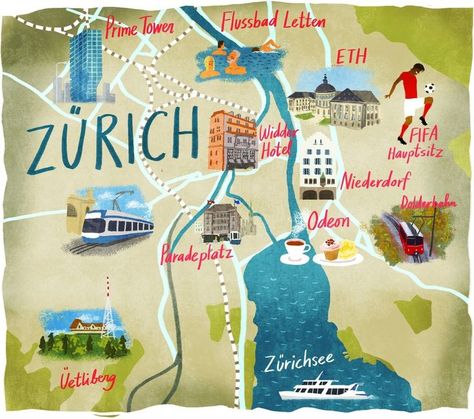 Map Zurich Map, Switzerland Adventure, Switzerland Places To Visit, Dutch Uncle, Switzerland Vacation, Tourist Map, Montezuma, Zurich Switzerland, Switzerland Travel