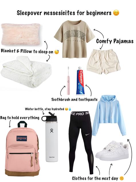 First time going to sleep over and don’t know what to pack? Here is a small guide of the necessities you need to take to a sleepover. You do not have to follow this, this is just to help those who are not sure what to pack to their first sleepover. Outfit For Sleepover, What You Need For A Sleepover, What To Pack To Go To A Sleepover, What To Pack On A Sleepover, What’s In My Sleepover Bag, Packing List For A Sleepover, What To Bring To A Sleep Over, What To Pack For A Overnight School Trip, What To Pack For A Sleepover List