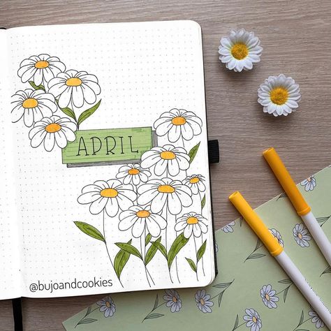 If you're looking for April bullet journal cover page ideas, here's a collection of creative April bullet journal covers perfect for spring. I love the flower bullet journal page. It gives me so much inspiration for my next bujo cover! Notesbog Design, Journal D'inspiration, April Bullet Journal, Bullet Journal Month, Bullet Journal Page, Bullet Journal 2020, Bullet Journal Cover Ideas, Bullet Journal Cover Page, Bullet Journal Ideas