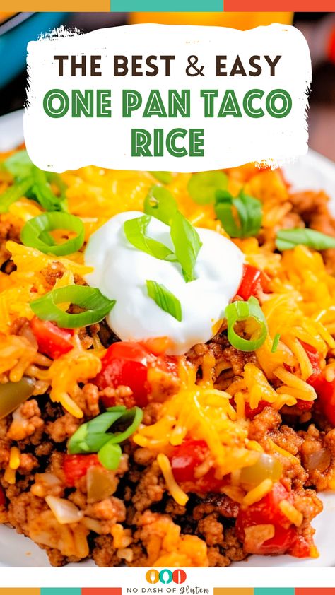 Rice For Tacos Easy Recipes, One Pan Rice Meals, One Pan Taco Rice Dinner, Freezer Taco Rice Casserole, Taco Rice Bake, Easy Taco Rice, One Pot Taco Rice Skillet, Taco Tuesday Ideas, Taco Rice Recipe