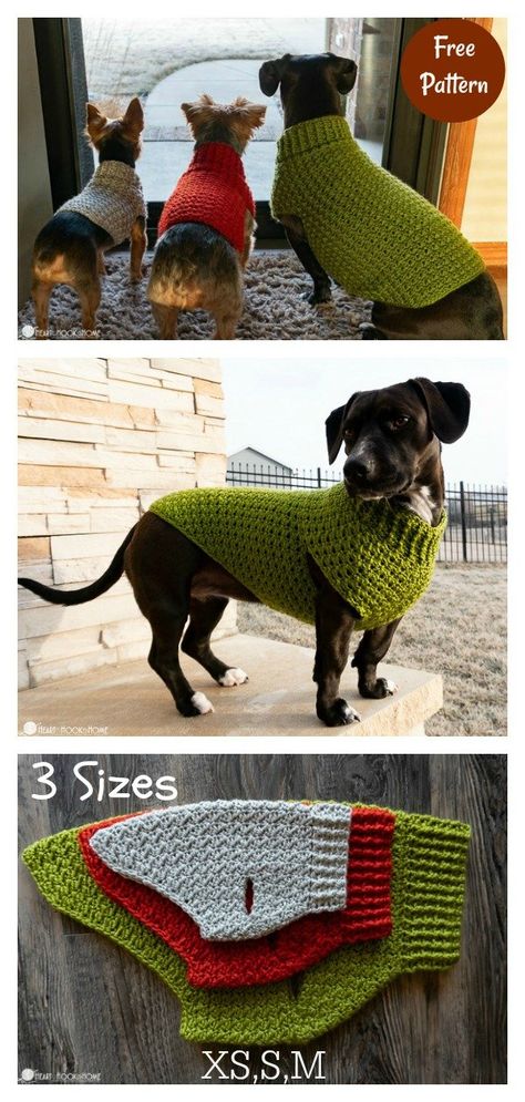 Knitting Patterns For Dogs, Crochet Dog Sweater Free Pattern, Knitted Dog Sweater Pattern, Knitting Patterns Free Dog, Crochet Dog Clothes, Dog Coat Pattern, Small Dog Coats, Dog Sweater Crochet Pattern, Pattern Coat