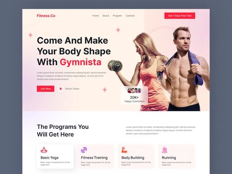 Website Design | Gym Fitness website Landing page design by Sujon Ahmed on Dribbble Fitness Training Website Design, Workout Website Design, Fitness Landing Page Design, Gym Landing Page Design, Sports Website Design, Gym Website Design, Fitness Landing Page, Fitness Website Design, Website Landing Page Design