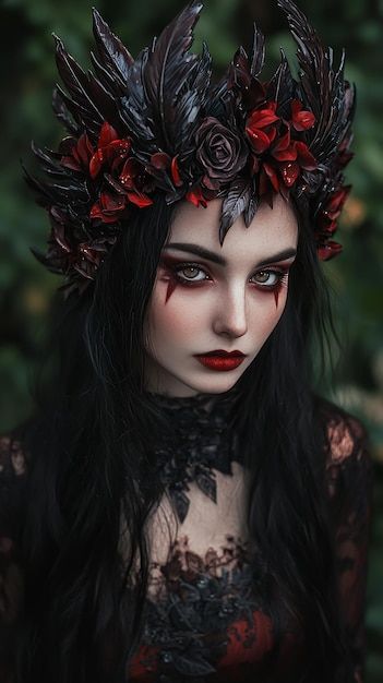 Persephone Makeup Inspiration, Persephone Makeup, Persephone Cosplay, Fair Outfit, High Holidays, Fair Outfits, Hades And Persephone, Floral Crown, Dia De Muertos