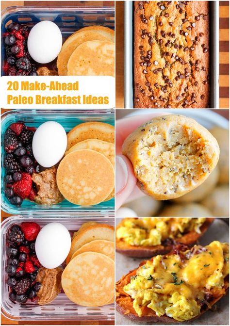 These 20 Make-Ahead Paleo Breakfast Ideas are a great way to stay on track! Make these Paleo breakfast recipes ahead of time, so you can grab and go during the week. #paleo #paleobreakfast Paleo Protein Breakfast Ideas, Paleo Breakfast Ideas No Eggs, Whole 30 Breakfast On The Go, Paleo Breakfast Ideas, Paleo Breakfast Easy, Paleo Breakfasts, Paleo Kids, Paleo Ideas, Paleo Menu