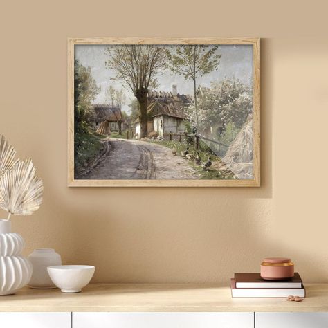 SIGNLEADER Countryside Wall Art Natural Landscape Country Farmhouse Vintage Painting Print | Wayfair Cottage Homes Interior, Landscape Farmhouse, Simple Cottage, Bedroom Frames, Wall Art Landscape, Farmhouse Vintage, Cottage Core Aesthetic, Farmhouse Wall Art, Wall Decor For Living Room