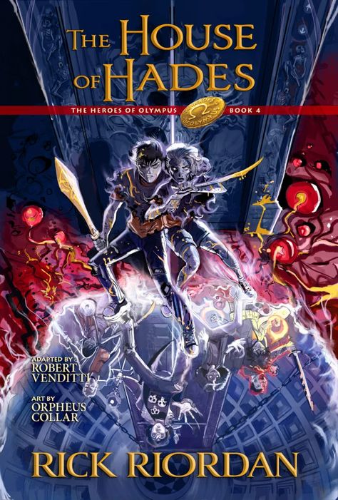 The House of Hades is the upcoming graphic novel adaption of The House of Hades.[1] TBA The House of Hades is the first graphic novel in the Rick Riordan series to be announced at the end of the previous graphic novel. This novel will be released on the same day as Wrath of the Triple Goddess. Annabeth And Percy, The Mark Of Athena, Hazel And Frank, The House Of Hades, House Of Hades, Mark Of Athena, Kids Novels, Percy And Annabeth, The Heroes Of Olympus