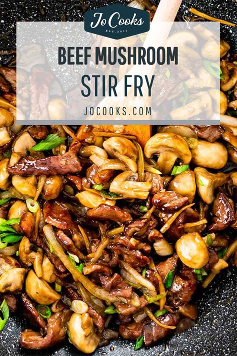 A delicious Beef and Mushroom Stir Fry - Tender rib eye steak, earthy mushrooms and stir fry veggies cooked to perfection in a homemade sauce. #beef #mushroom #stirfry #recipe Sushi Rolls, Stir Fry Veggies, Beef Mushroom, Mushroom Stir Fry, Jo Cooks, Rib Eye, Beef Stir Fry, Reduce Food Waste, Homemade Sauce