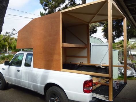 How to Build a Lightweight Truck Camper: A Start-to-Finish Guide Pick Up Truck Food Cart, Ute Camper, Lightweight Truck Campers, Diy Truck Camper, Pickup Canopy, Small Truck Camper, Diy Slide, Truck Camper Shells, Slide In Truck Campers