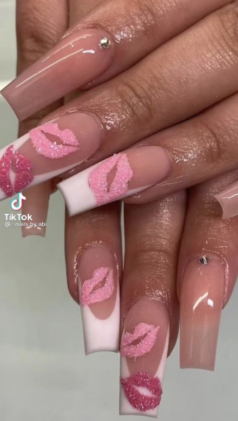 Vday Nails, Nail Designs Valentines, Dope Nail Designs, Acrylic Nails Coffin Pink, Unique Acrylic Nails, Acrylic Nails Coffin Short, Pink Acrylic Nails, Square Acrylic Nails, Dream Nails