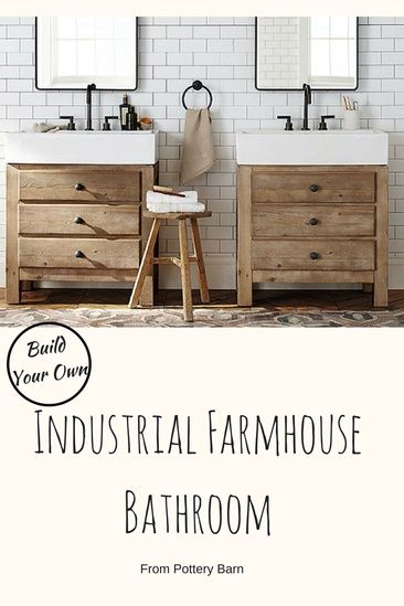 This farmhouse bathroom from Pottery Barn is absolutely stunning. I would love to design my next bathroom like this! #farmhouse #ad #farmhousedecor #decor #potterybarn #rustic Ideas Baños, Farmhouse Bathroom Decor Ideas, Bathroom Vanity Decor, Farmhouse Bathroom Vanity, Bad Inspiration, Casa Vintage, Modern Farmhouse Bathroom, Single Sink Vanity, Double Vanity Bathroom