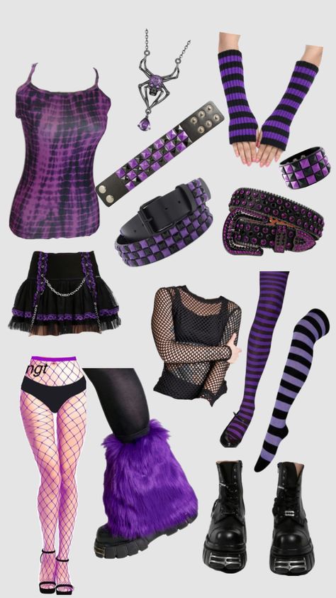 #purple #purplefit Silly Clothes, Purple Fits, Scene Outfits, Alt Outfits, Pastel Outfit, Scene Girls, Funky Outfits, Scene Kids, Outfits With Converse