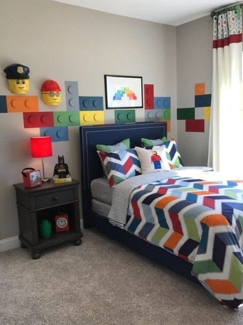 36 Awesome Lego room designs #bedroomideas #bedroom Lego Bedroom Decor, Boys Bedroom Sets, Lego Room Decor, Lego Bedroom, Boys Bedroom Makeover, Boy Bedroom Design, Lego Mecha, Lego Room