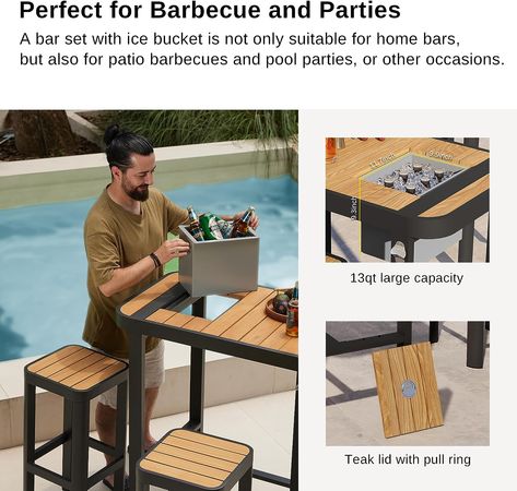 High Top Table And Chairs, Outdoor High Top Table, High Top Table, High Top Tables, Outdoor Bar Sets, Backyard Entertaining, Top Table, Outdoor Bar, Table And Chair Sets