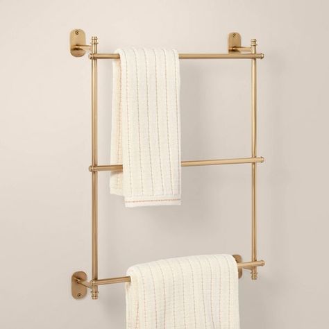 Towel Bars In Bathroom Ideas, Towel Bars In Bathroom, Heated Towel Bar, Metal Ladder, Blanket Rack, Organize Your Bathroom, Bathroom Counter Decor, Towel Ladder, Wall Mounted Towel Rack