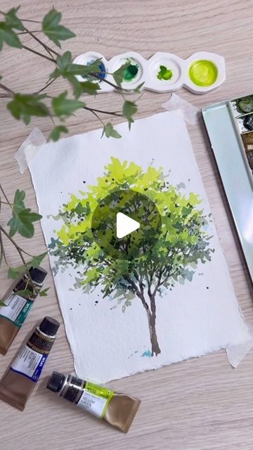 Learn Watercolor Painting, It Friday, Watercolor Birthday Cards, Friday Fun, Art Tutorials Watercolor, Enjoy The Process, Learn Watercolor, Watercolor Video, Muted Green
