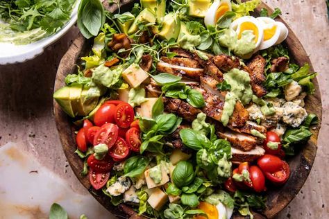 Chicken Cobb Salad with Avocado Ranch | halfbakedharvest.com Fresco, Creamy Avocado Ranch Dressing, Chicken Cobb Salad, Half Baked Harvest Recipes, Bacon Grilled Cheese, Avocado Ranch, Salad With Avocado, Bacon Tomato, Harvest Recipes