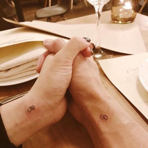 Modern Initial Tattoo, Husband Wife Tattoos, Wife Tattoos, Initial Tattoos, Husband Tattoo, Couples Tattoo, Wife Tattoo, Matching Best Friend Tattoos, Small Couple Tattoos