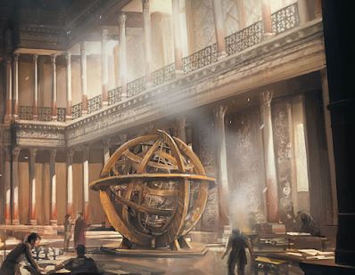 Sieve Of Eratosthenes, Egyptian City, Ancient Alexandria, Egyptian Architecture, Ancient Library, Library Of Alexandria, Assassins Creed Origins, Fantasy Ideas, Taiping