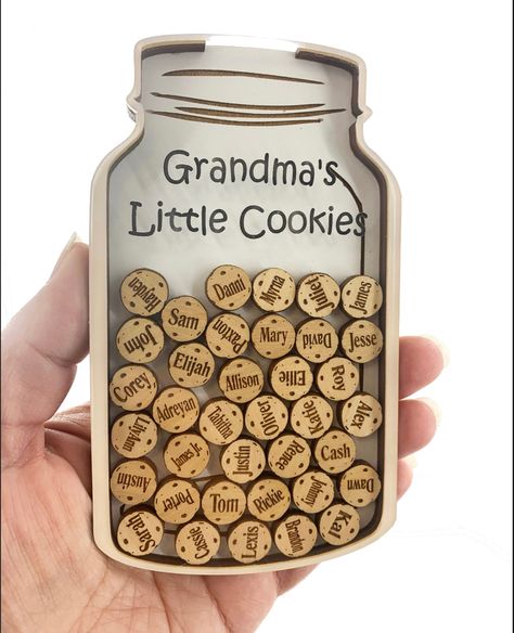 34.00 Personalize with Grandchildren’s names up to 40! Beautiful conversation peace that can be placed on a refrigerator or stand. Cookie Jar Gifts, Grandma Sign, Christmas Gifts For Aunts, Grandparents Ornament, Personalized Grandma Gifts, Grandmas Christmas, Birthday Gifts For Grandma, Personalized Grandma, Baby Reveal