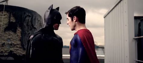 Superman and Batman's gay romance in parody movie trailer | Star ... Superman X Batman Hot, Batman Superman Wonder Woman, Superman X Batman, Superman X, And So It Begins, Superman Wonder Woman, Batman Superman, Gay Romance, Batman Vs Superman