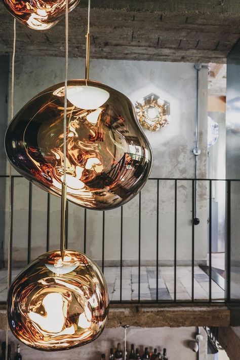 Modern Contemporary Interior Design, Tom Dixon Melt, Tom Dixon Lighting, Chalet Interior Design, Blown Glass Lighting, Blown Glass Pendant Light, Melting Glass, Blown Glass Pendant, Glass Effect