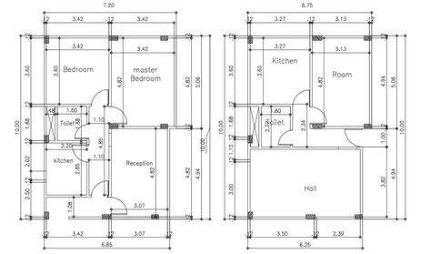 AutoCAD House Plans With Dimensions House Plans With Dimensions, Buildings Sketch Architecture, Floor Plan With Dimensions, Drawing Online, Free Floor Plans, Simple Floor Plans, Narrow House Plans, Bungalow Floor Plans, Architecture Drawing Plan