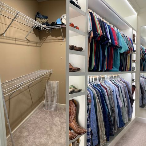 Small Walk In Closet With Dresser, Master Closet Built Ins, Closet Transformation Ideas, Master Closet Makeover, Diy Master Closet, Small Master Closet, Master Closets, Organizing Walk In Closet, Vicksburg Mississippi