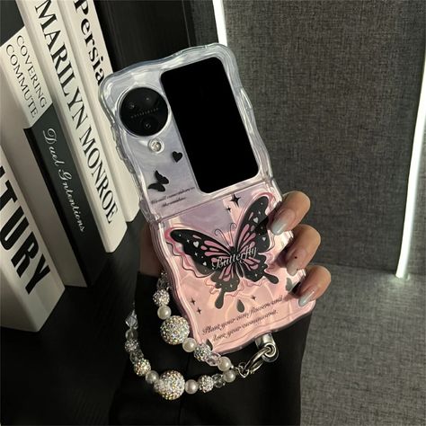 Korean Luxury Wave Edge Butterfly Rhinestone Chain Phone Case for OPPO Find N2 FLIP findn2 flip Find N3 Flip Shockproof Cover - AliExpress 509 Aesthetic Cases, Korean Phone Cases, Oppo Find N2 Flip, Chain Phone Case, Oppo Find N2, Aesthetic Usernames, Butterfly Rhinestone, Phone Decor, Girly Phone Cases