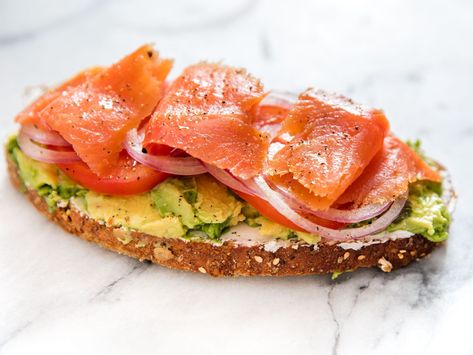 Avocado Toast With Smoked Salmon, Goat Cheese, and Capers Recipe Refreshing Summer Dinners, Open Face Sandwich, Avocado Toast Breakfast, Capers Recipe, Achilles Heel, Smoked Salmon Recipes, Avocado Toast Recipe, Salmon Avocado, Diner Recept