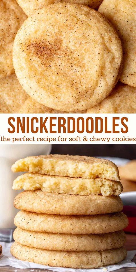 These snickerdoodles are soft and chewy with a delicious cinnamon sugar coating. The recipe is very simple and there's no need to chill the dough - so you can go from ingredients to fresh cookies in very little time. These cookies always receive rave reviews and will have you reaching for another. #chewy #snickerdoodles #cinnamonsugar #chewysnickerdoodles #favoritesnickerdoodles #christmascookies #holidaycookies from Just So Tasty Easy Midnight Snack Quick Sweet Treats, Easy Snickerdoodle Cookies Simple, Quick And Easy Snickerdoodle Cookies, What To Bake When Bored Simple, Large Snickerdoodle Cookies Recipe, Simple Cookies Recipes, Snickerdoodle Cookies Recipe No Tartar, Snickerdoodle Cookies Without Tartar, Sinkerdoodle Cookies