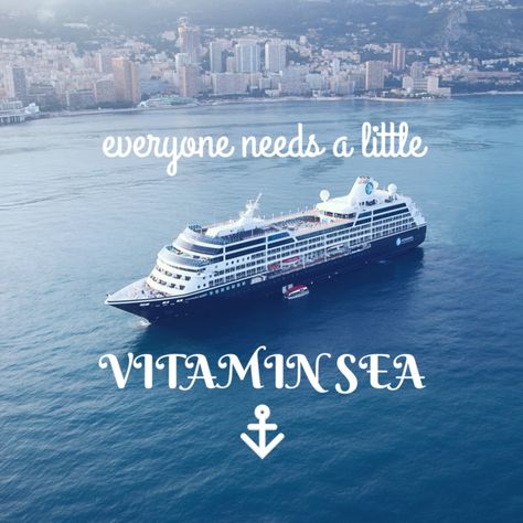 Everyone needs a little Vitamin Sea. #travel #cruising #quotes Cruising Quotes, Cruise Quotes, Ship Cruise, Sea Travel, Information Overload, Vitamin Sea, Cruise Line, Cruise Vacation, The Mediterranean