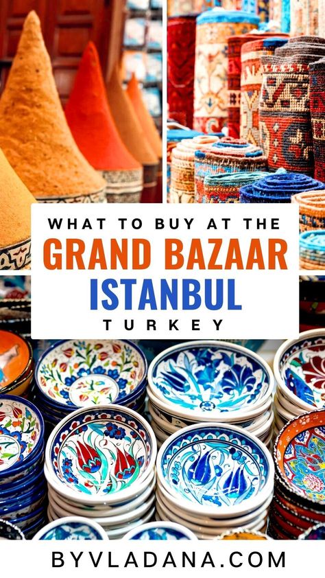 Discover the best things to buy at the Grand Bazaar in Istanbul, Turkey. This list includes stunning jewelry, beautiful textiles, delicious Turkish delights, and more. Ideal for shoppers looking to find the best items and make the most of their visit to this historic market. The Grand Bazaar Istanbul, Istanbul Bazaar, Istanbul Places, Istanbul Places To Visit, Turkish Candy, Istanbul Shopping, Istanbul Trip, Turkey Itinerary, Istanbul Travel Guide