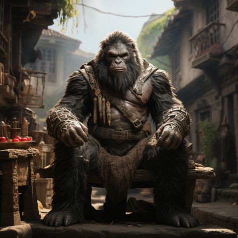 Vexthar Shadowclaw, the gorilla warrior NFT, is a formidable force in the jungle, his massive presence and shadowy claws striking fear into the hearts of adversaries. Gorilla Warrior, Jungle Warriors, Concept Reference, Fantasy Heroes, Nft Collection, In The Jungle, Monster Art, King Kong, Ninja Turtles