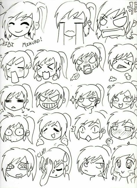 Funny Face Drawings, Funny Cartoon Faces, Facial Expressions Drawing, Anime Face Drawing, Drawing Face Expressions, Funny Expressions, Drawing Faces, Face Sketch, Anime Expressions