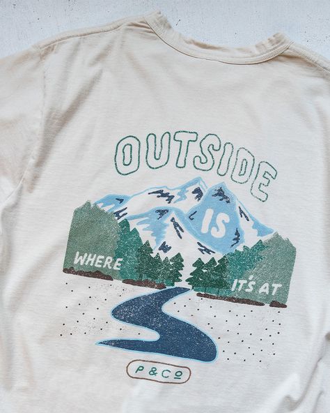 Men's Graphic T-Shirts | Screen-Printed T-Shirts – P&Co USA Nature Shirt Design, Shirt Logo Design, Adventure Outfit, Nature Shirts, Outdoor Shirt, Shirt Print Design, Bone White, Men's Graphic T Shirt, Apparel Design