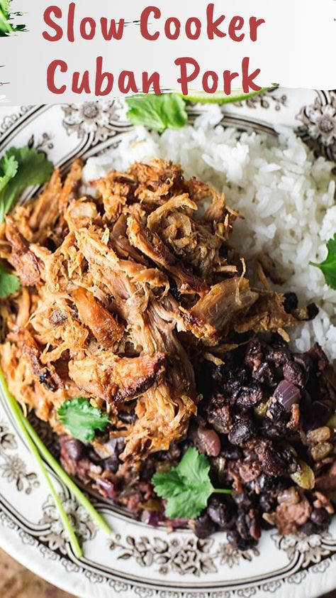 Essen, Flan, Crock Pot Cuban Pork, Cuban Pork Tenderloin Crockpot, Cuban Pork Roast Slow Cooker, Cuban Pork Bowl Recipe, Puerto Rican Pulled Pork Crock Pot, Cuban Pork Stew, Cuban Meat Recipes