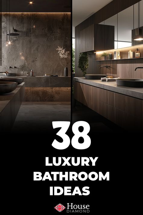 38 Luxury Bathroom Ideas Long Bathroom Vanity Ideas, Bathroom Interior Design Luxury Modern Marble, Primary Suite Bathroom Design, Onyx Bathroom Ideas Modern, Modern Large Bathroom Design, Dark Cozy Bathroom Ideas, Dark Luxury Bathroom Master Baths, Cheap Luxury Bathroom Ideas, Masculine Spa Bathroom