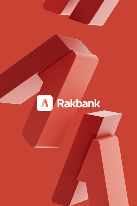 Rakbank Logo Design on 3D abstract background Logos, Bank Branding Identity, Bank Branding Design, 3d Branding Design, Bank Brand Identity, Fintech Branding, Bank Logo Design, A Typography Logo, Banking Branding