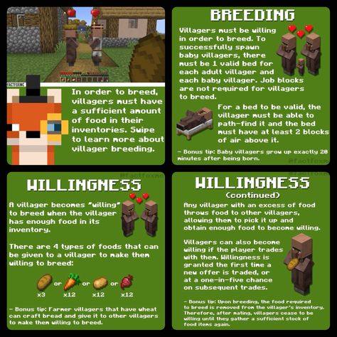 Minecraft Villager Guide, Minecraft Village Buildings, Minecraft Survival Village, Types Of Villagers Minecraft, Minecraft Survival To Do List, Minecraft Survival Tips Life Hacks, Minecraft Infographic, How To Breed Villagers Minecraft, Minecraft Motivation