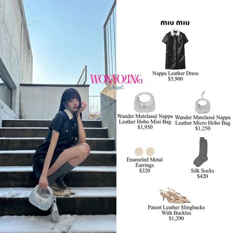 231231 @for_everyoung10 Via Instagram ————— She is wearing @miumiu ————— #WONYOUNG #WONYOUNGIZONE #JANGWONYOUNG #WONYOUNGSTYLE… | Instagram Wonyoung Miumiu, Wonyoung Instagram, Idol Outfit, Silk Socks, December 31, Black Pink Dance Practice, Kpop Fashion Outfits, Brand Ambassador, Metal Earrings