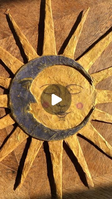 Sun Paper Mache, Cardboard Sun, Sun Paper Craft, Sun And Moon Craft, Paper Mache Moon, Moon And Sun Painting, Sun Photoshoot, Paper Sun, Sun Paper