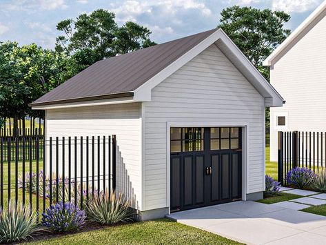 1-Car Garage Plan, 050G-0182 Small Garage Plans, Small Detached Garage, 1 Car Garage Plans, 20x20 Garage, Detached Garage Designs, Garage Plans Detached, Small Garage, Carport Designs, Garage Floor Plans