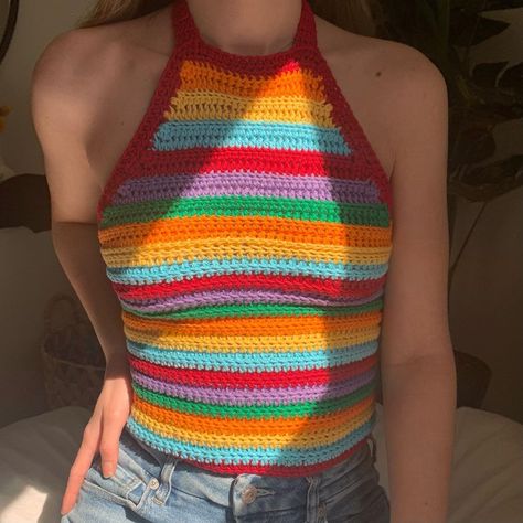 Joanna || Joella Crafts on Instagram: “20% OFF SALE!!!🎊 All of my patterns are 20% off only in my Ribblr shop from now until May 20th! be sure to grab them while they’re on…” Crochet Halter Top Pattern, Halter Top Pattern, Crop Top Pattern, Crochet Crop Top Pattern, Cozy Crochet, Rainbow Crochet, Crochet Simple, Crochet Halter, Crochet Crop