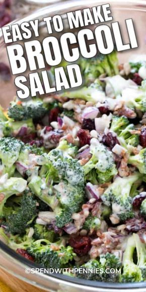 Broccoli Salad With Cranberries, Salad With Cranberries, Easy Broccoli Salad, Salad Kale, Broccoli Salad Recipe, Spend With Pennies, Cold Salad, Best Salad Recipes, Broccoli Salad