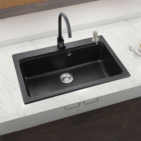 Kitchen Sink Black, Quartz Kitchen Sink, Concept Board Architecture, Kitchen Sink Sizes, Quartz Sink, Black Kitchen Sink, Sinks Kitchen Stainless, Black Sink, Double Door Design