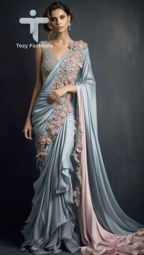 Saree Gowns, Simple Saree Designs, Fashionable Saree, Gaun Fashion, Saree Draping, Fancy Sarees Party Wear, Saree Style, Saree Designs Party Wear, Desi Outfits